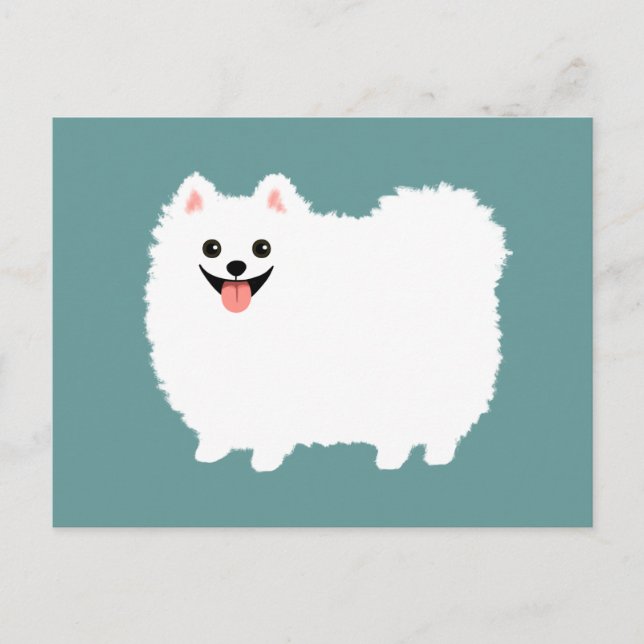 Cute White Pomeranian Postcard (Front)