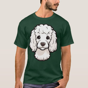 Cute White Poodle Face toon Puppy Dog Lover T-Shirt