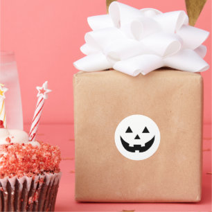 Cute white pumpkin Jack o lantern funny Halloween Classic Round Sticker