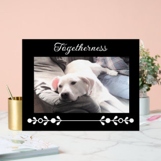 Cute White Puppy Dog Photo Black Decorative Frame Acrylic Sign