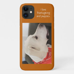 Cute White Puppy Dog Wearing Scarf Thanksgiving iPhone 11 Case