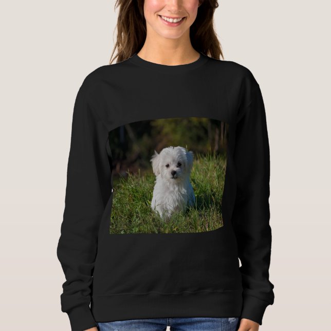 Cute white puppy sweatshirt (Front)