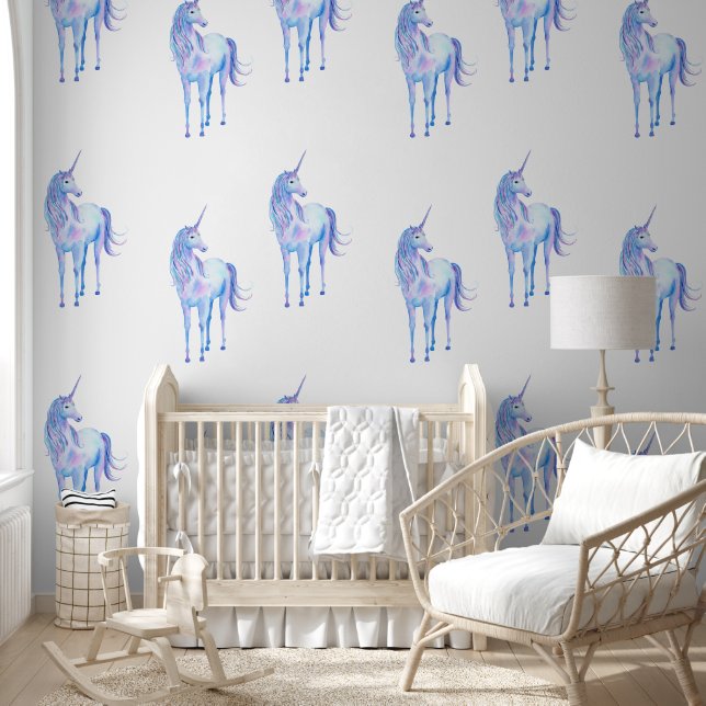 Cute White Purple Unicorns Wallpaper (Kids)