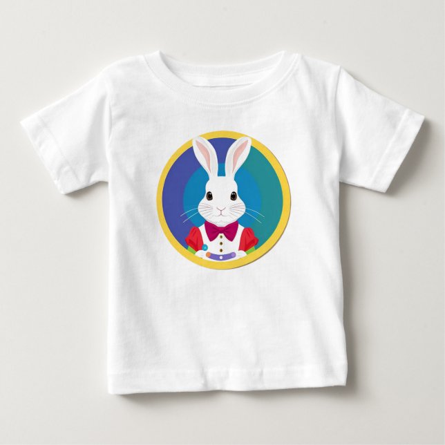 Cute White Rabbit Baby T-Shirt (Front)