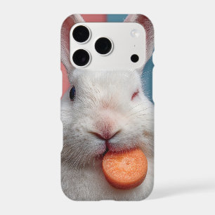 Cute White Rabbit with a Carrot Snack