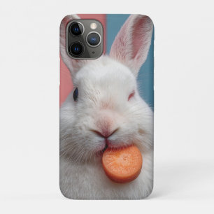 Cute White Rabbit with a Carrot Snack iPhone 11 Pro Case