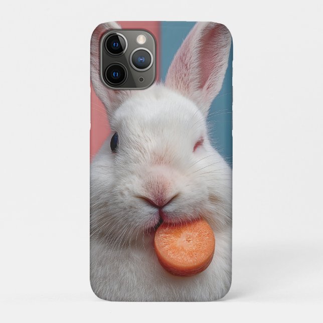 Cute White Rabbit with a Carrot Snack Case-Mate iPhone Case (Back)