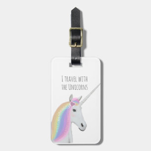 Cute White Rainbow Unicorn Pink Magic Luggage Tag