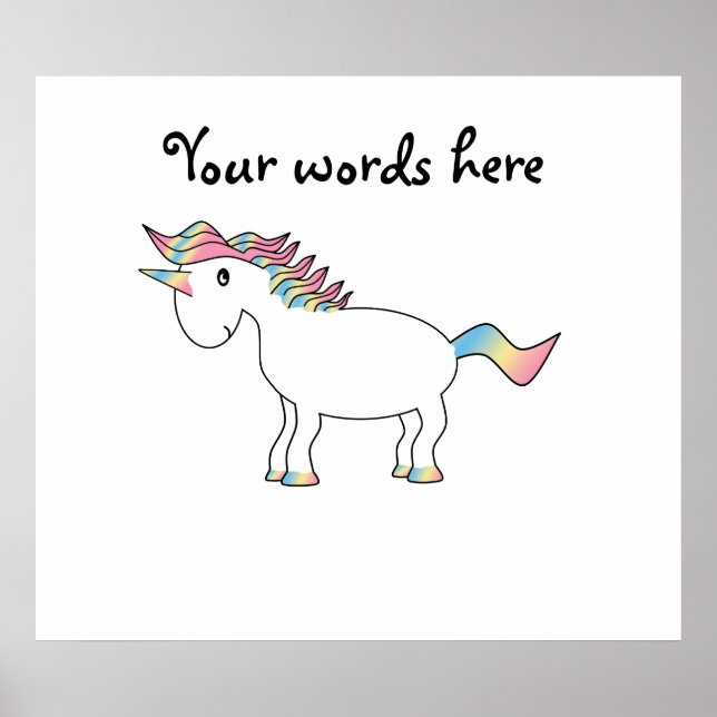Cute white rainbow unicorn poster (Front)