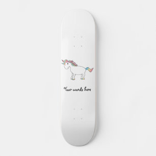 Cute white rainbow unicorn skateboard
