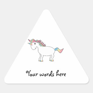 Cute white rainbow unicorn triangle sticker
