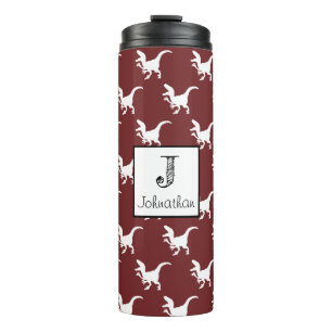 Cute White Raptor Dinosaur Personalised Thermal Tumbler