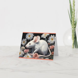 cute white rat thank you card