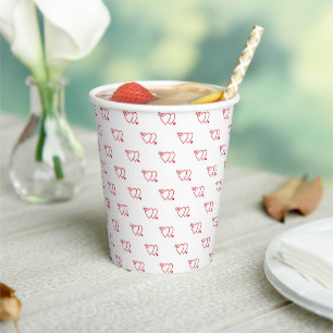 Cute white red cupid crossed arrow hearts modern paper cups