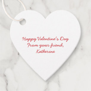 Cute white red heart classroom Valentine's Day Favour Tags