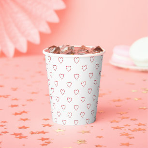 Cute white red hearts pattern minimalist modern paper cups