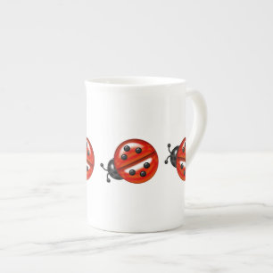 Cute White & Red Ladybug Bone China Bone China Mug