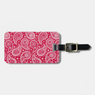 Cute white red paisley pattern Case-Mate iPhone ca Luggage Tag
