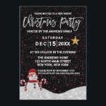 Cute White Red Snowman Night Sky Glitter Christmas Invitation<br><div class="desc">This snowman themed Christmas party invitation is a very cute and cool design for your holiday papery. It features a faux printed white glitter snowman with a red hat and scarf next to two candy canes on top of white glitter snow. The sky depicts a red and white star pattern...</div>