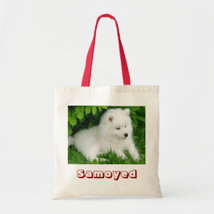 Cute White Samoyed Puppy Dog Canvas Tote Bag
