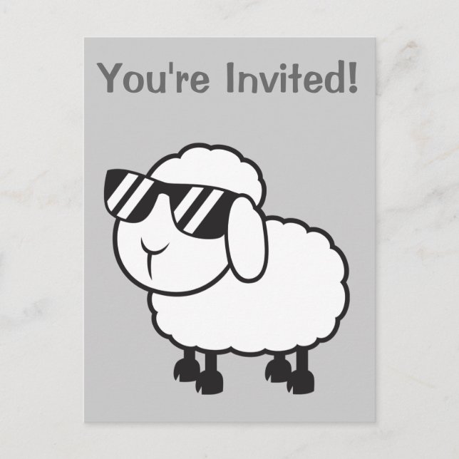 Cute White Sheep Cartoon Invitation Postcard (Front)