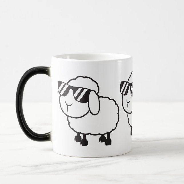 Cute White Sheep Cartoon Magic Mug (Left)