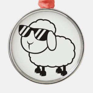 Cute White Sheep Cartoon Metal Tree Decoration