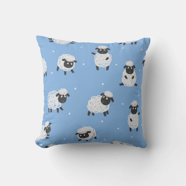 Cute white sheep: vintage lambs. cushion (Front)