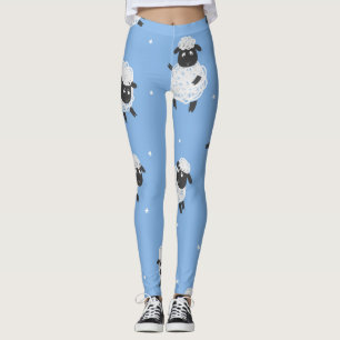 Cute white sheep: vintage lambs. leggings