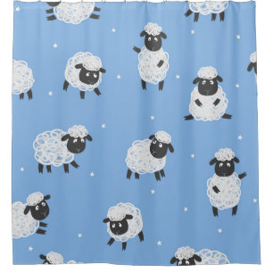 Cute white sheep: vintage lambs. shower curtain