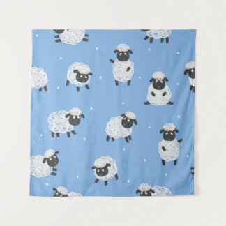 Cute white sheep: vintage lambs. tapestry