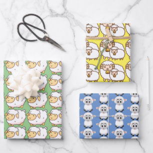 Cute White Sheeps For Your Kids Wrapping Paper Sheet