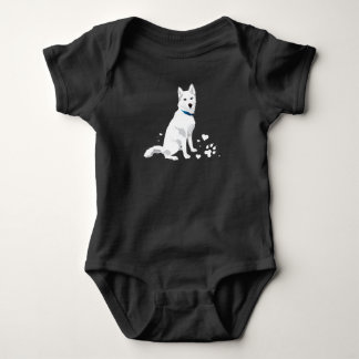 Cute White Siberian Husky - Sweet White Snow Dog Baby Bodysuit