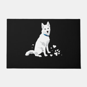 Cute White Siberian Husky - Sweet White Snow Dog Doormat