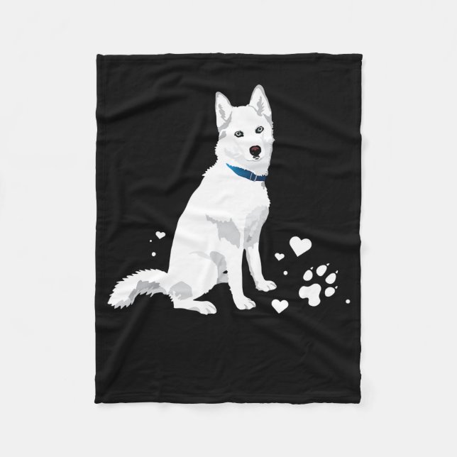Cute White Siberian Husky - Sweet White Snow Dog Fleece Blanket (Front)