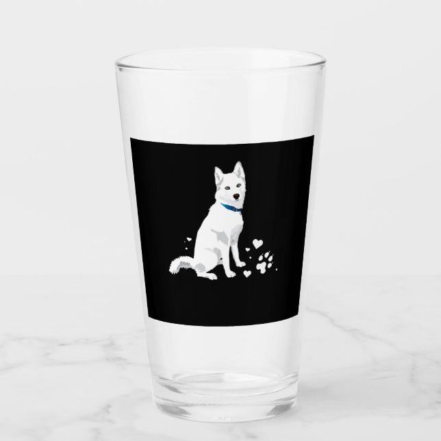 Cute White Siberian Husky - Sweet White Snow Dog Glass (Front)