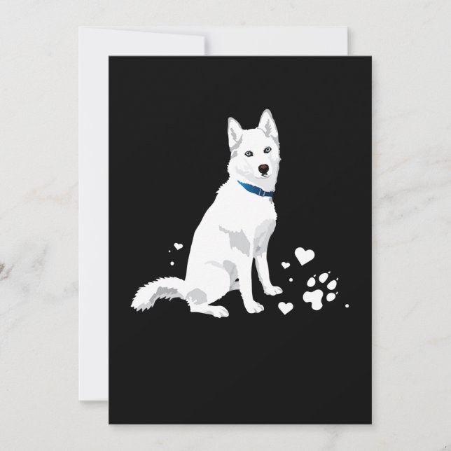 Cute White Siberian Husky - Sweet White Snow Dog Holiday Card (Front)
