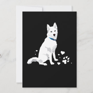 Cute White Siberian Husky - Sweet White Snow Dog Holiday Card