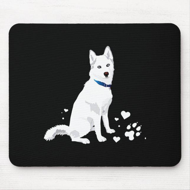 Cute White Siberian Husky Sweet White Snow Dog  Mouse Mat (Front)