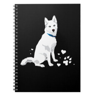 Cute White Siberian Husky - Sweet White Snow Dog Notebook