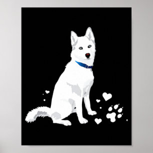 Cute White Siberian Husky Sweet White Snow Dog Poster