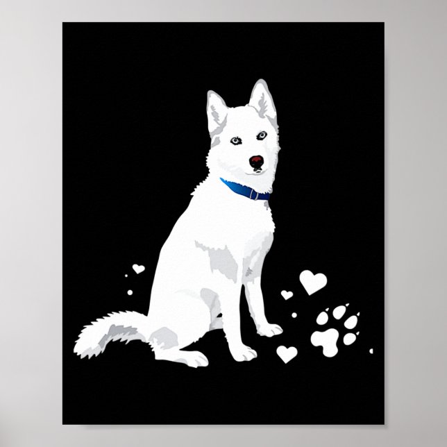 Cute White Siberian Husky Sweet White Snow Dog  Poster (Front)