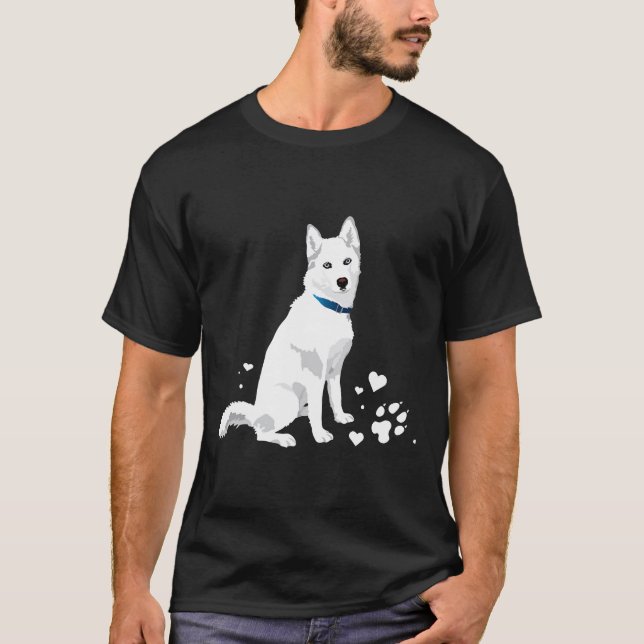 Cute White Siberian Husky  Sweet White Snow Dog T-Shirt (Front)