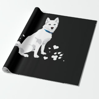 Cute White Siberian Husky - Sweet White Snow Dog Wrapping Paper