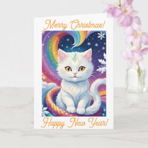 Cute White Snow Christmas Cat Calendar 2025 Card