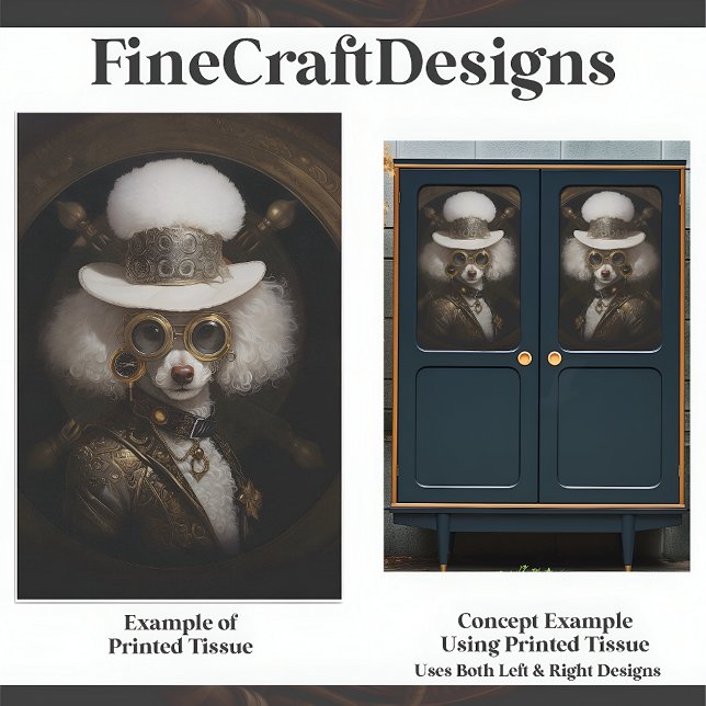 Cute White Steampunk Poodle Painting D2R Decoupage Tissue Paper (Creator Uploaded)