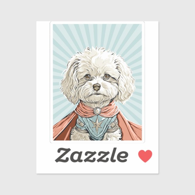 Cute White Superhero Dog Custom-Cut Vinyl Sticker (Sheet)