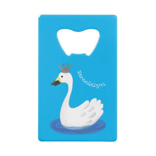 Cute white swan with crown cartoon