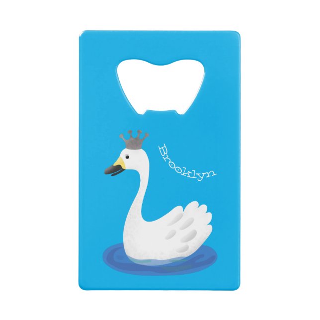 Cute white swan with crown cartoon (Front)