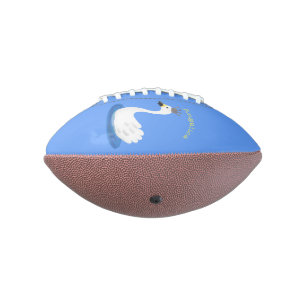 Cute white swan with crown cartoon american football
